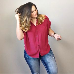 Madewell Plus Size Cranberry Button Down Blouse